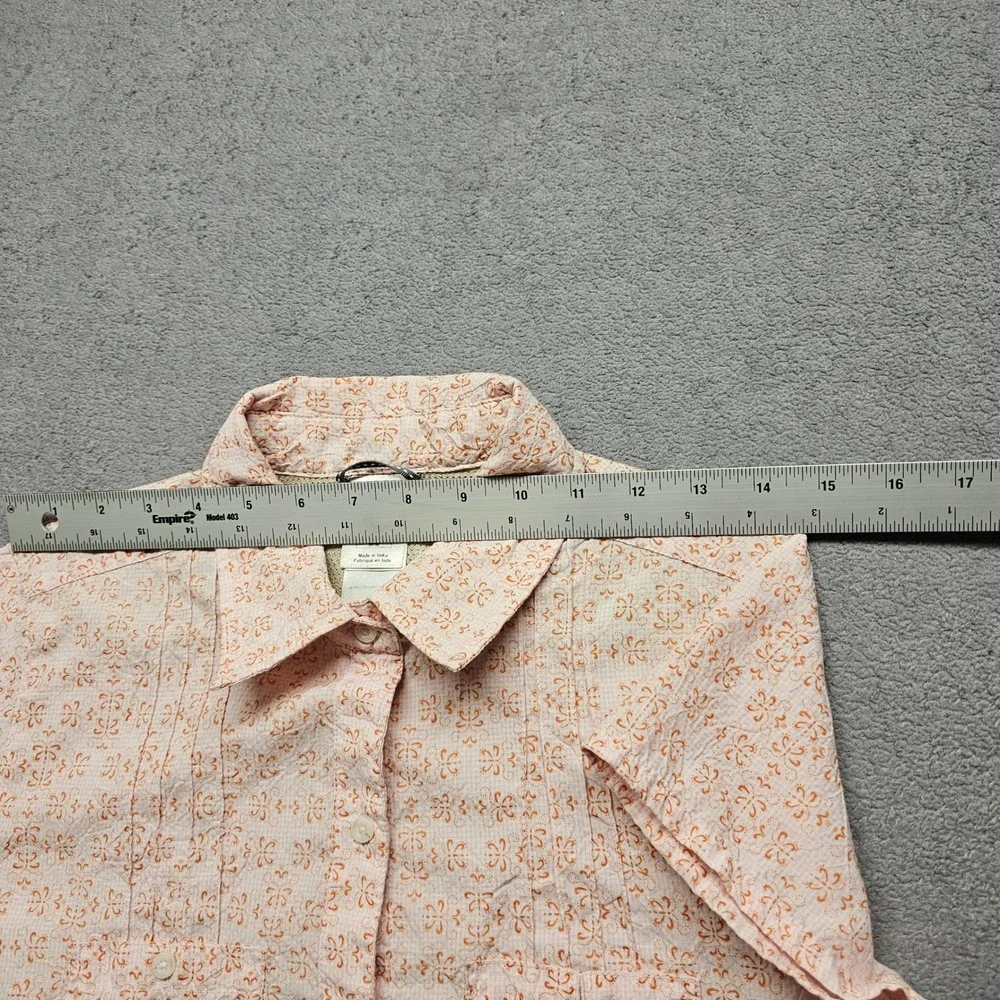 The North Face Shirt Womens M Pink Orange Floral Button-Down Short Sleeve EUC